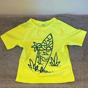 Old Navy Kids Neon Yellow Rashguard with Surfboard Design